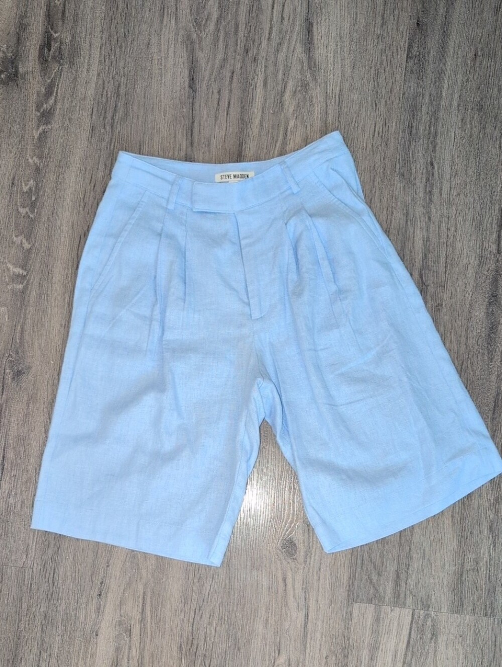 Steve Madden Pastel Blue Pleated Bermudas